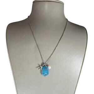 Women's Silver Plated Blue Freshwater Pearl Charm Pendant Necklace